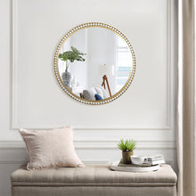 Load image into Gallery viewer, Round Metal Decorative Wall Mirror with White Beaded