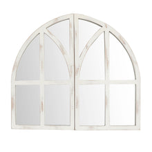 Load image into Gallery viewer, Farmhouse White Arched Window Wall Mirror Set of 2