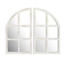 Load image into Gallery viewer, Farmhouse White Arched Window Wall Mirror Set of 2