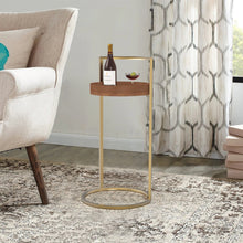 Load image into Gallery viewer, Gold C-shape Round End Table with Carry Handle