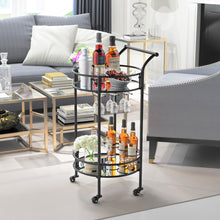 Load image into Gallery viewer, Black Metal and Glass Home Bar Serving Cart