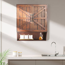Load image into Gallery viewer, Dark Brown Barn Door Decor Wall Storage Cabinet