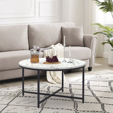 Load image into Gallery viewer, 35.5” Rustic Round Wood Coffee Table