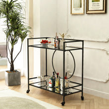 Load image into Gallery viewer, Black Metal and Glass Home Bar Serving Cart