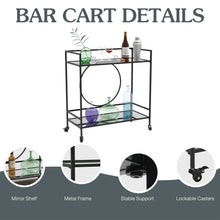 Load image into Gallery viewer, Black Metal and Glass Home Bar Serving Cart
