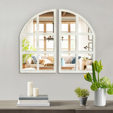 Load image into Gallery viewer, Farmhouse White Arched Window Wall Mirror Set of 2