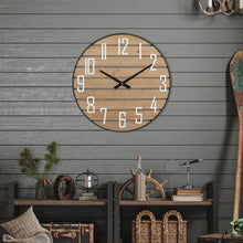 Load image into Gallery viewer, Farmhouse 24 Inch Round Wooden Wall Clock