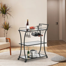 Load image into Gallery viewer, Glass and Metal Home Bar Serving Cart