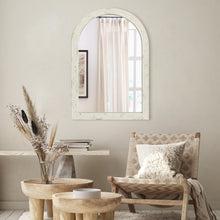 Load image into Gallery viewer, Distressed White Arched Wall Mirror 20"W × 30"L