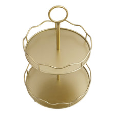 Load image into Gallery viewer, Gold 2 Tiered Decorative Serving Tray With Handle