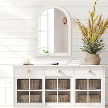 Load image into Gallery viewer, Distressed White Arched Wall Mirror 20"W × 30"L