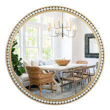 Load image into Gallery viewer, Round Metal Decorative Wall Mirror with White Beaded