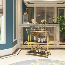 Load image into Gallery viewer, Glass and Metal Home Bar Serving Cart
