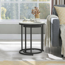 Load image into Gallery viewer, Modern Round White Faux Marble Top Nesting Table