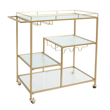 Load image into Gallery viewer, Gold Mirror Rolling Home Bar Serving Cart