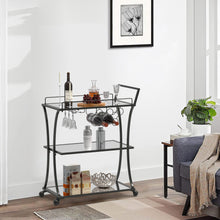 Load image into Gallery viewer, Glass and Metal Home Bar Serving Cart