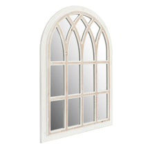 Load image into Gallery viewer, Farmhouse Wash White Arched Windowpane Wall Mirror