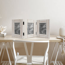 Load image into Gallery viewer, Rustic White 3 Folding 4X6 Hinged Distressed Photo Frame