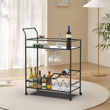 Load image into Gallery viewer, Black Metal and Glass Elegant Home Bar Serving Cart