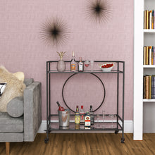 Load image into Gallery viewer, Black Metal and Glass Home Bar Serving Cart