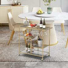 Load image into Gallery viewer, Gold Mirror Rolling Home Bar Serving Cart