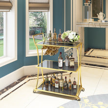 Load image into Gallery viewer, Glass and Metal Home Bar Serving Cart