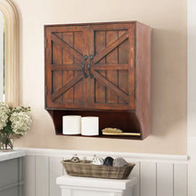 Load image into Gallery viewer, Dark Brown Barn Door Decor Wall Storage Cabinet