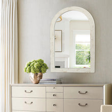 Load image into Gallery viewer, Distressed White Arched Wall Mirror 20"W × 30"L