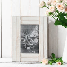 Load image into Gallery viewer, Rustic White 3 Folding 4X6 Hinged Distressed Photo Frame