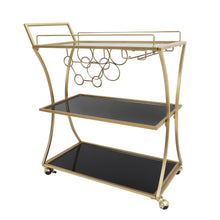 Load image into Gallery viewer, Glass and Metal Home Bar Serving Cart