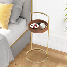 Load image into Gallery viewer, Gold C-shape Round End Table with Carry Handle