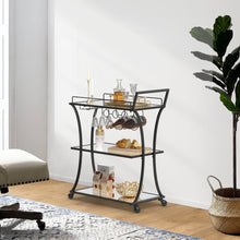 Load image into Gallery viewer, Glass and Metal Home Bar Serving Cart