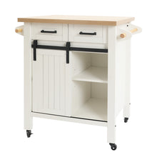 Load image into Gallery viewer, Farmhouse Barn Door Side Table with Universal Freewheel