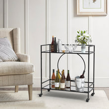 Load image into Gallery viewer, Black Metal and Glass Home Bar Serving Cart