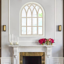 Load image into Gallery viewer, Farmhouse Wash White Arched Windowpane Wall Mirror