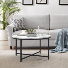 Load image into Gallery viewer, 35.5” Rustic Round Wood Coffee Table