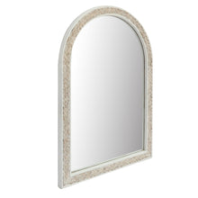Load image into Gallery viewer, White Arched Wood Wall Mirror with Woven Decoration