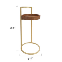Load image into Gallery viewer, Gold C-shape Round End Table with Carry Handle