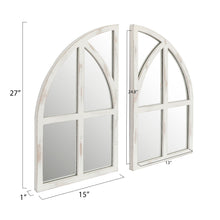 Load image into Gallery viewer, Farmhouse White Arched Window Wall Mirror Set of 2