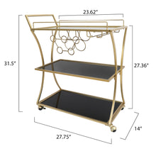 Load image into Gallery viewer, Glass and Metal Home Bar Serving Cart