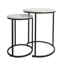 Load image into Gallery viewer, Modern Round White Faux Marble Top Nesting Table