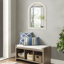 Load image into Gallery viewer, Distressed White Arched Wall Mirror 20"W × 30"L