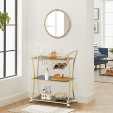 Load image into Gallery viewer, Glass and Metal Home Bar Serving Cart