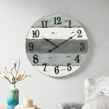 Load image into Gallery viewer, Distressed Wood Round Coastal Wall Clock