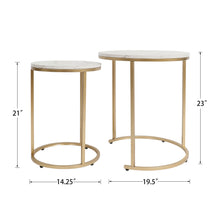 Load image into Gallery viewer, Modern Round White Faux Marble Top Nesting Table