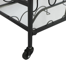 Load image into Gallery viewer, Black Metal and Glass Elegant Home Bar Serving Cart