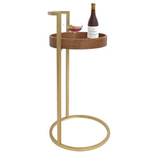Load image into Gallery viewer, Gold C-shape Round End Table with Carry Handle