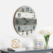 Load image into Gallery viewer, Distressed Wood Round Coastal Wall Clock