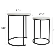 Load image into Gallery viewer, Modern Round White Faux Marble Top Nesting Table