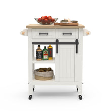 Load image into Gallery viewer, Farmhouse Barn Door Side Table with Universal Freewheel